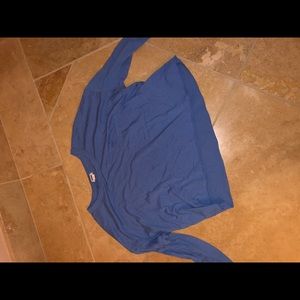 Long sleeve cropped blue Garage tee